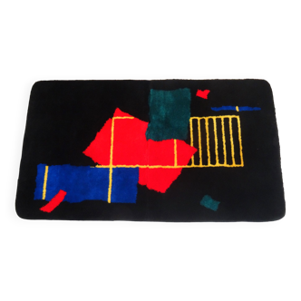 Tapis de tapis original des années 80 Postmodern Red Black memphis age