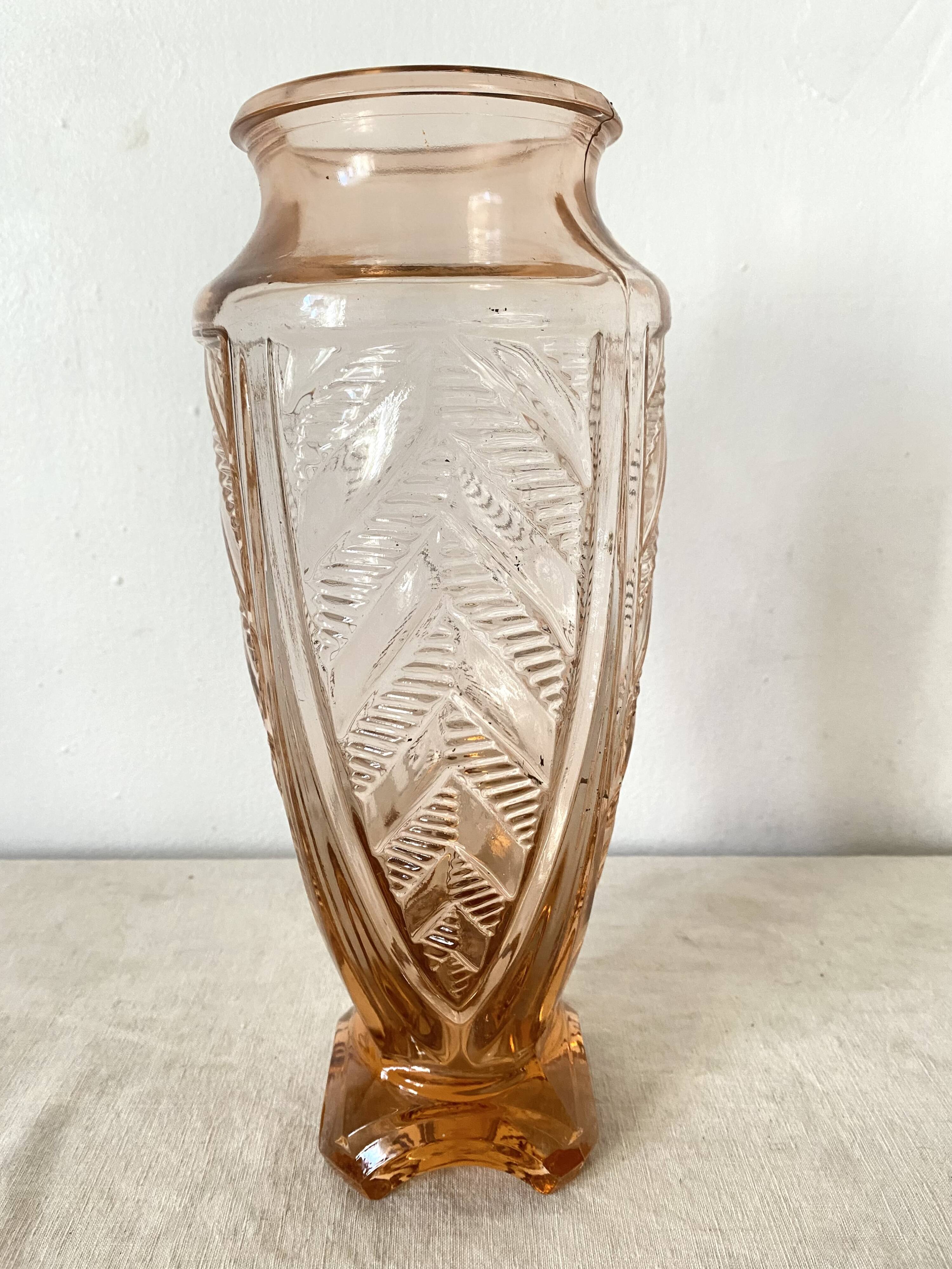 Tall pink art deco vase