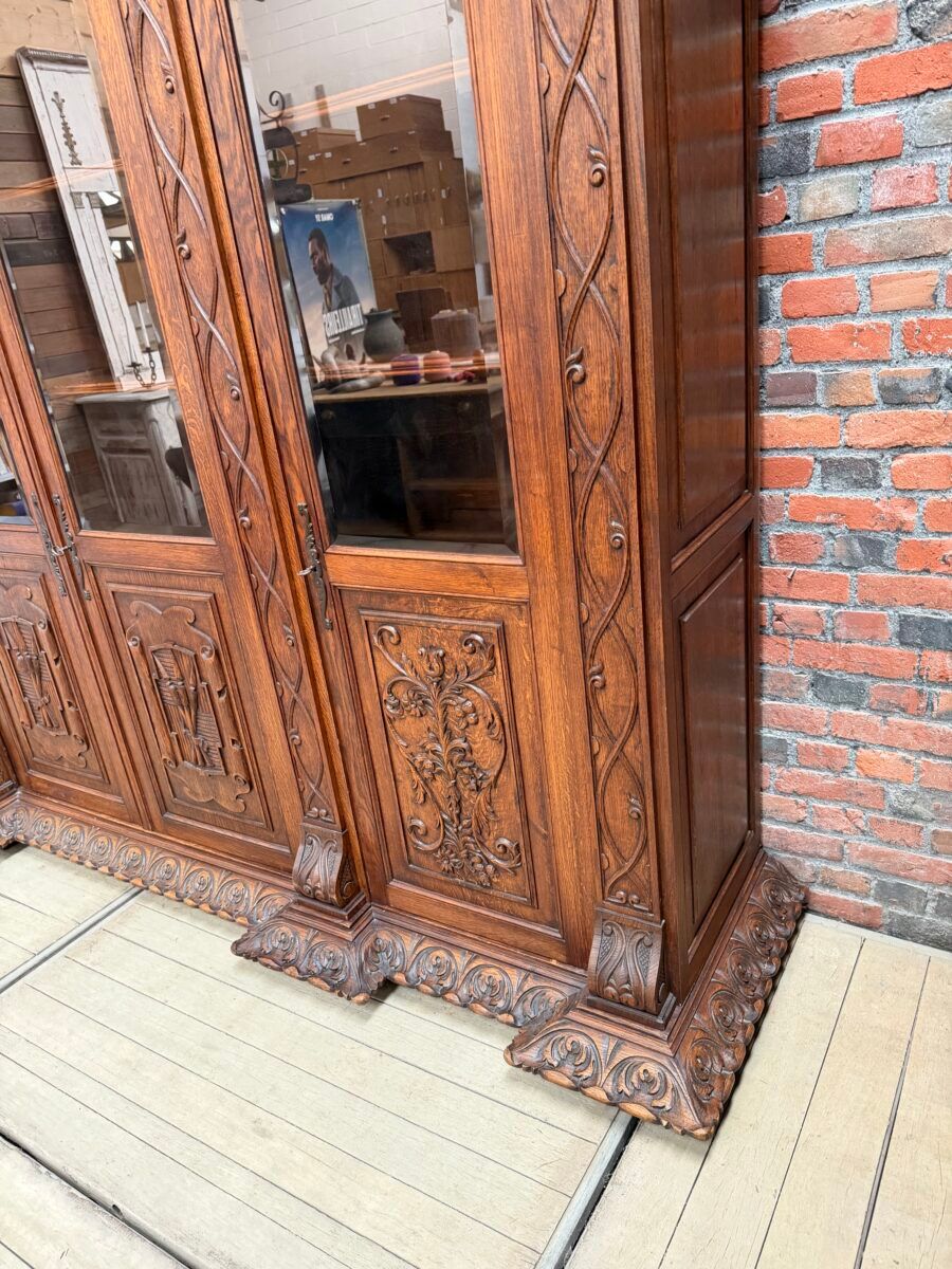 Large oak pharmacy display cabinet