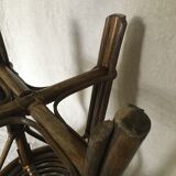 Vintage brown rattan tabout