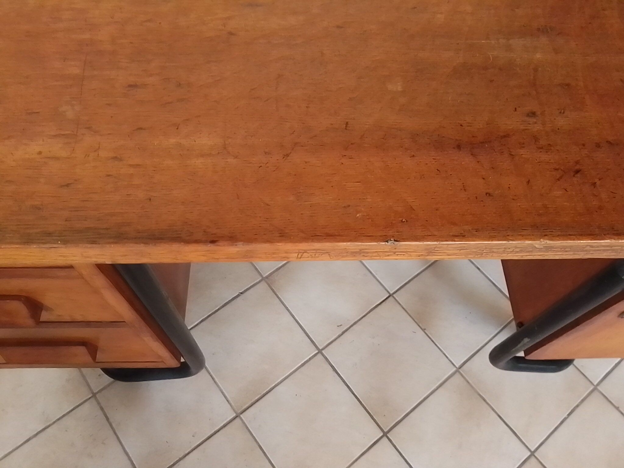 Vintage metal wooden desk and frame