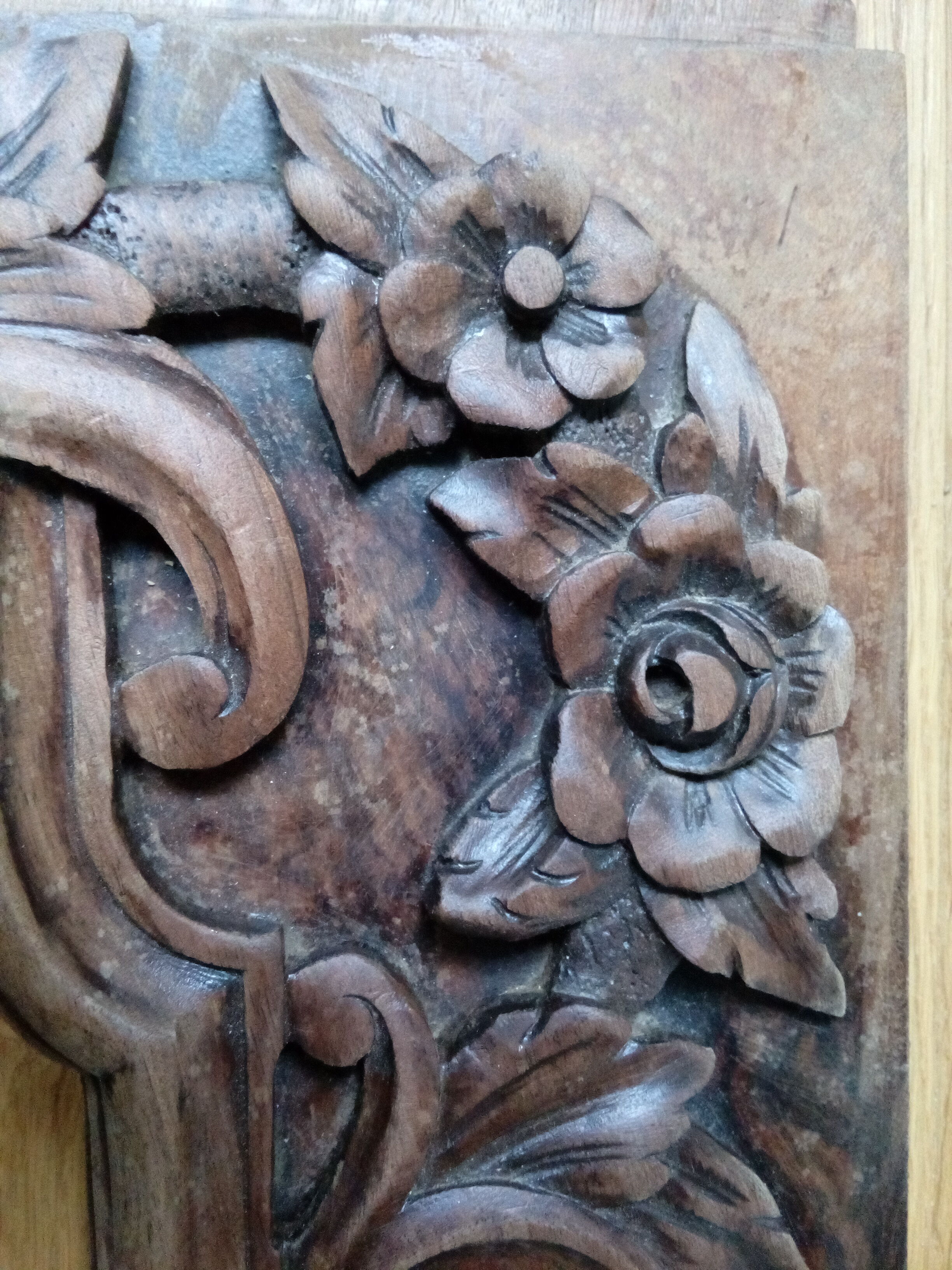 Carved wooden pediment