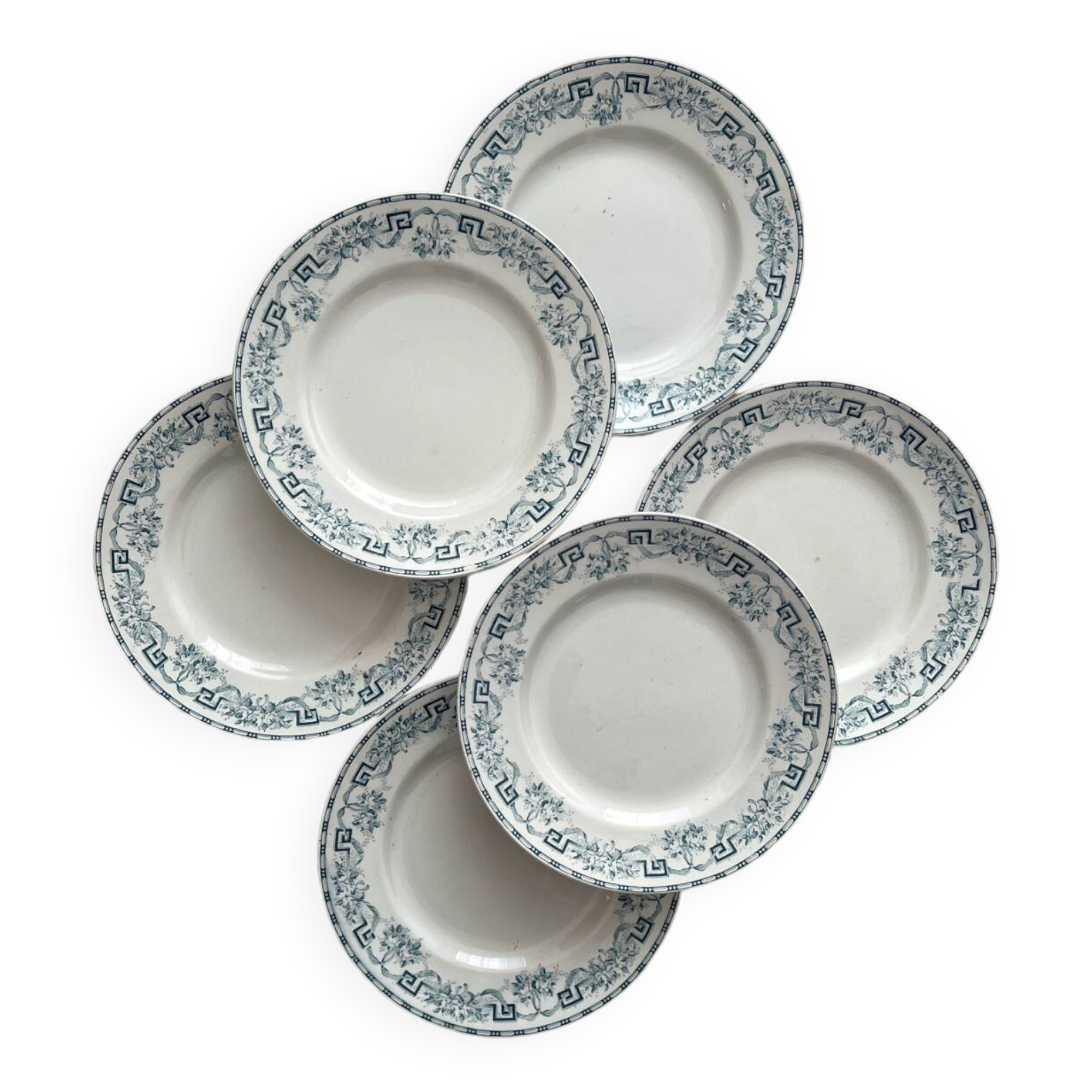 6 flat plates in iron earth “Athens” Saint Amand and Hamage