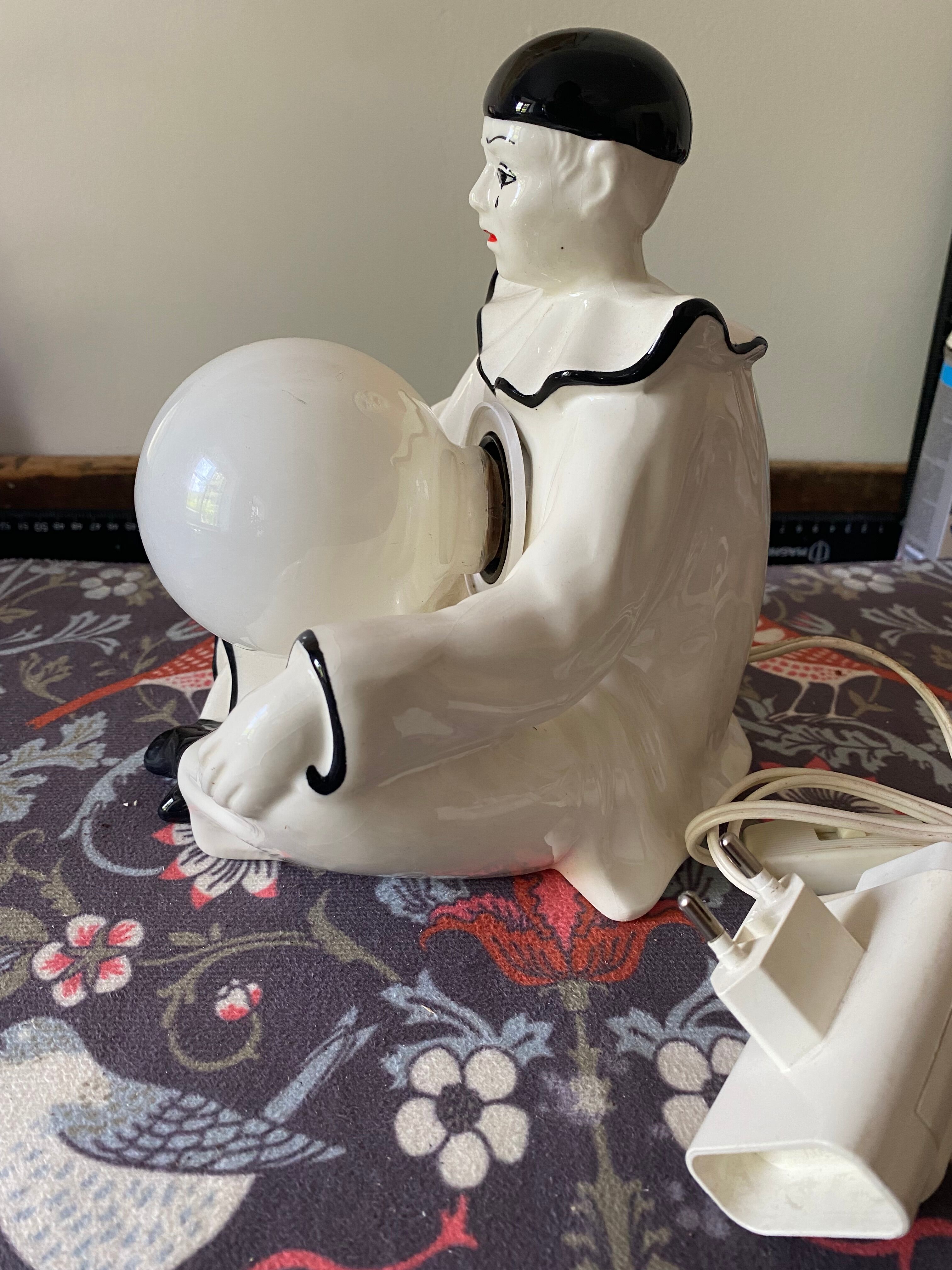 Pierrot lamp and its illuminating moon Vintage 1980
