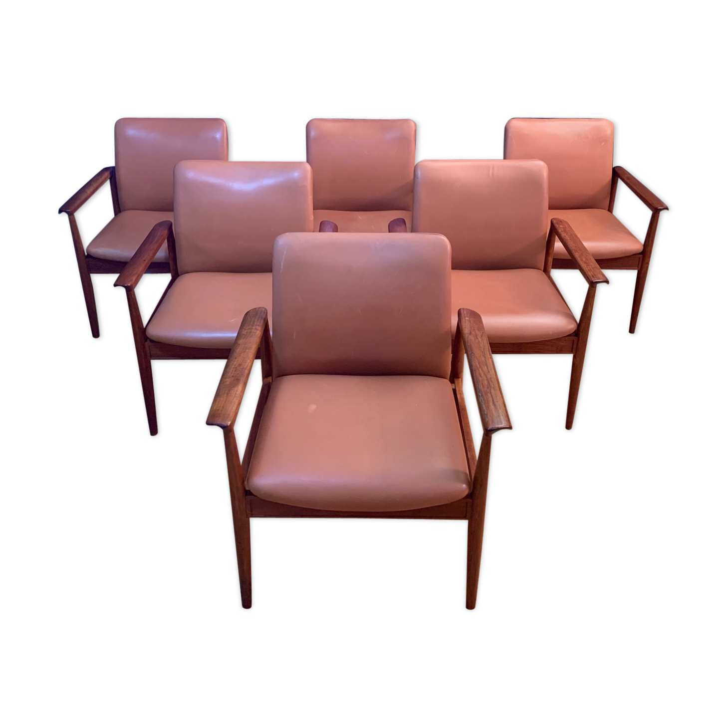 Set of six Diplomat armchairs, model 209 by Finn Juhl, Cado, 1960s