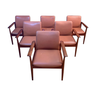 Set of six Diplomat armchairs, model 209 by Finn Juhl, Cado, 1960s
