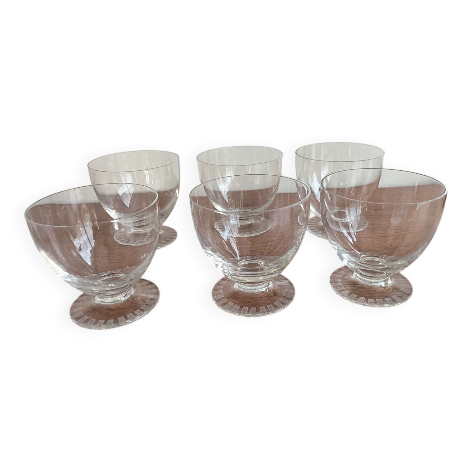 6 Daum Crystal Wine Glasses / Champagne Coupes Briancon Model