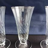Set of 4 engraved glass champagne flutes