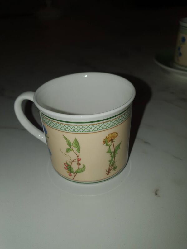 9 tasses, 9 sous tasses et 1 pot lait villeroy boch modèle eden