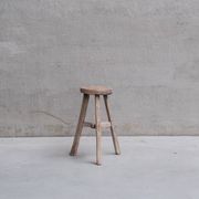 Primitive Mid-Century French Wooden Stool or Side Table