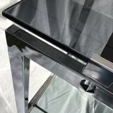 Rolling service chrome smoked glass dark grey