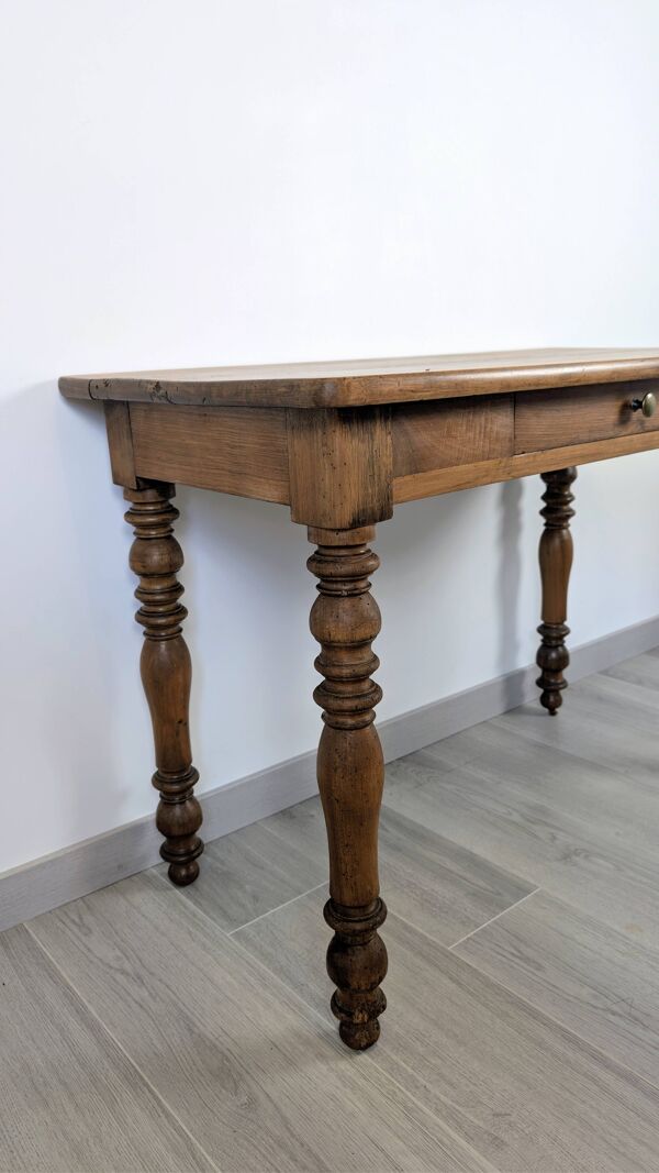 Ancienne table à écrire style Napoléon III en bois à pieds tournés