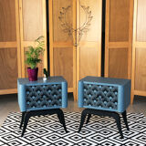 Pair of nightstands Seigaiha blue