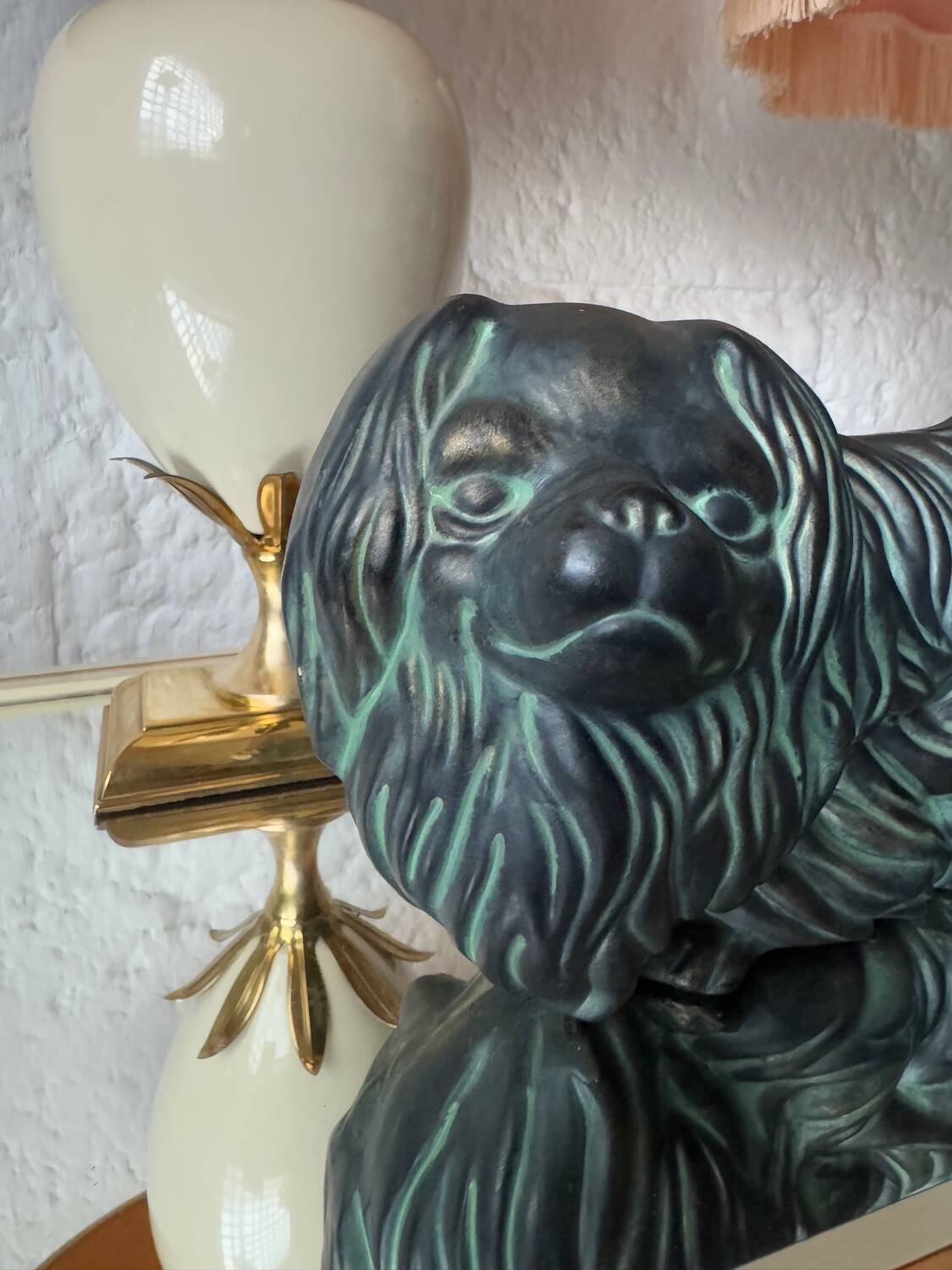 Pekingese dog, ceramic with bronze patina, 1960s