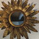 Mirror sun gold leaves metal 1950 55cm