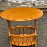 Round oval side table in carved solid wood from the 20th century.