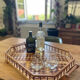 Large service tray in wood marquetry