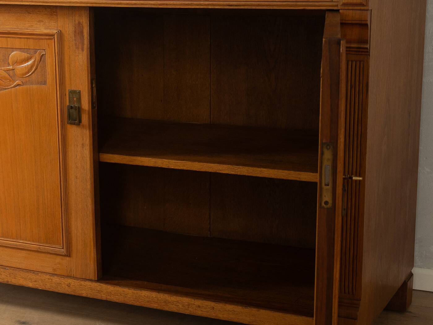 Two-piece buffet from the 1910s in Art Nouveau style, beech wood