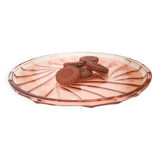 Vintage pink glass dish ART DECO style 1950