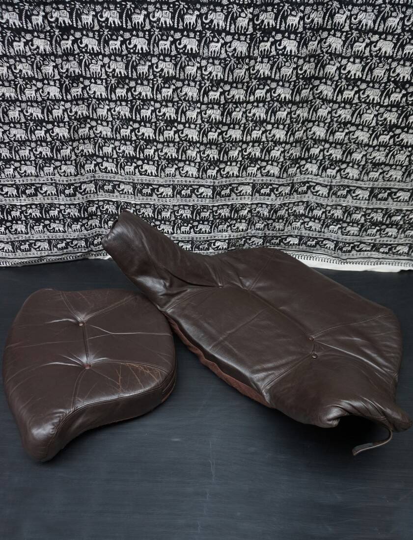 Brutalist brown Leather low Lounge Chair, Norway 1970s