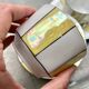 60s striped iridescent porcelain coffee service, 2 cups + 2 vintage saucers