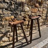 2 Brutalist "Marbella" bar stools, Confonorm Spain, 1960s
