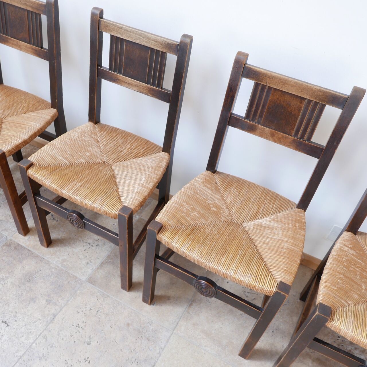Set of six french mid-century dining chairs