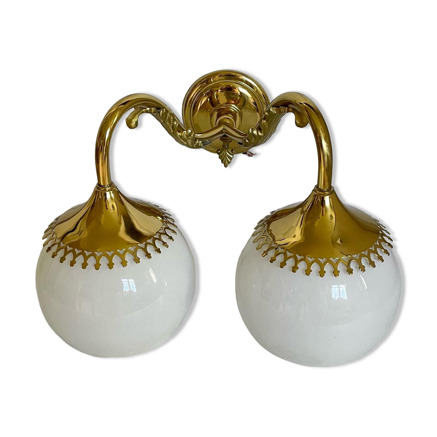 Brass and opaline wall lamp 60s