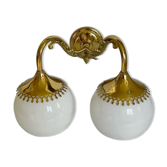 Brass and opaline wall lamp 60s