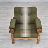 1970s, Danish armchair, original condition, wool, solid oak wood.