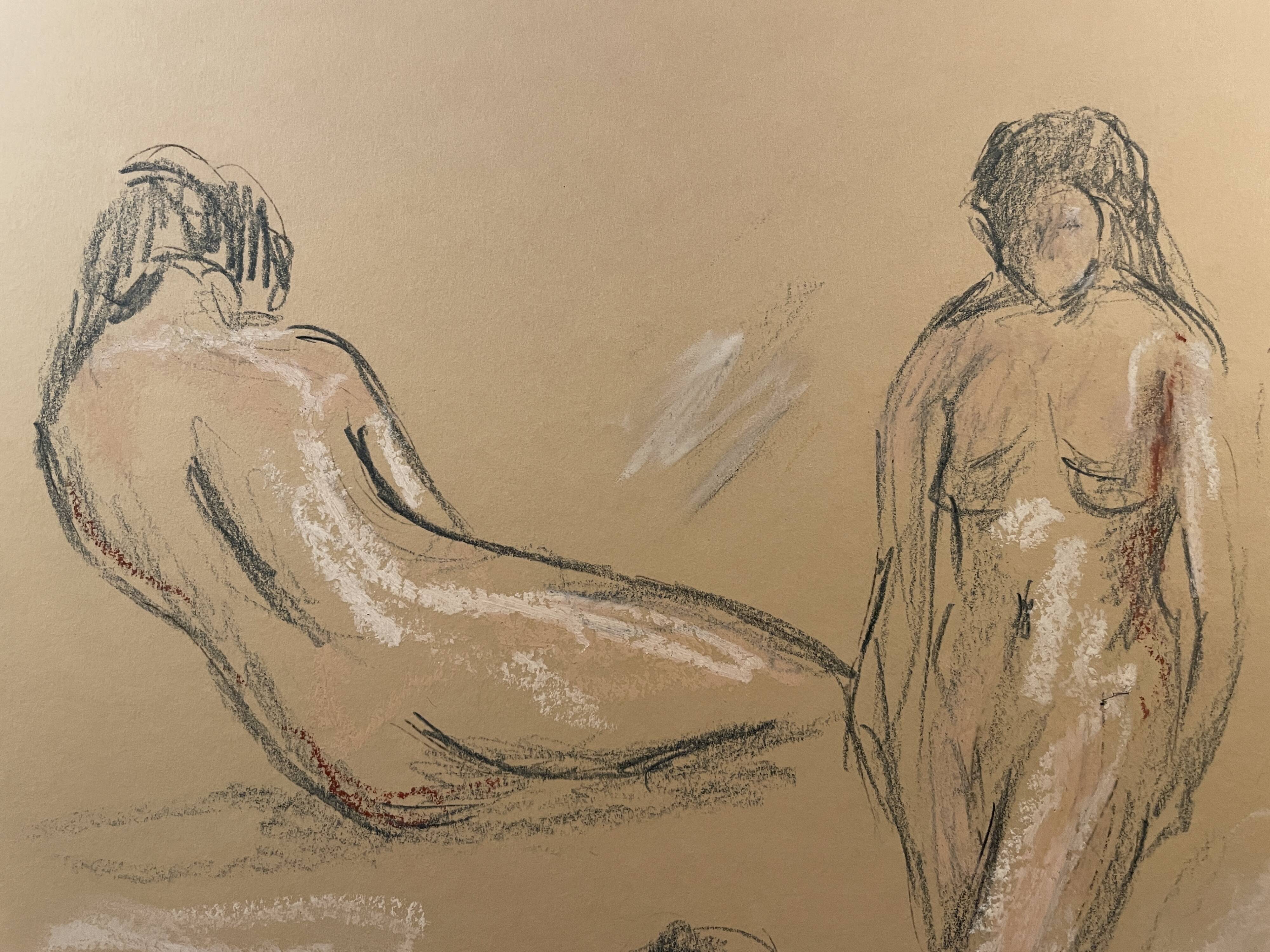 Charcoal painting signed study “the three women”