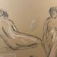 Charcoal painting signed study “the three women”