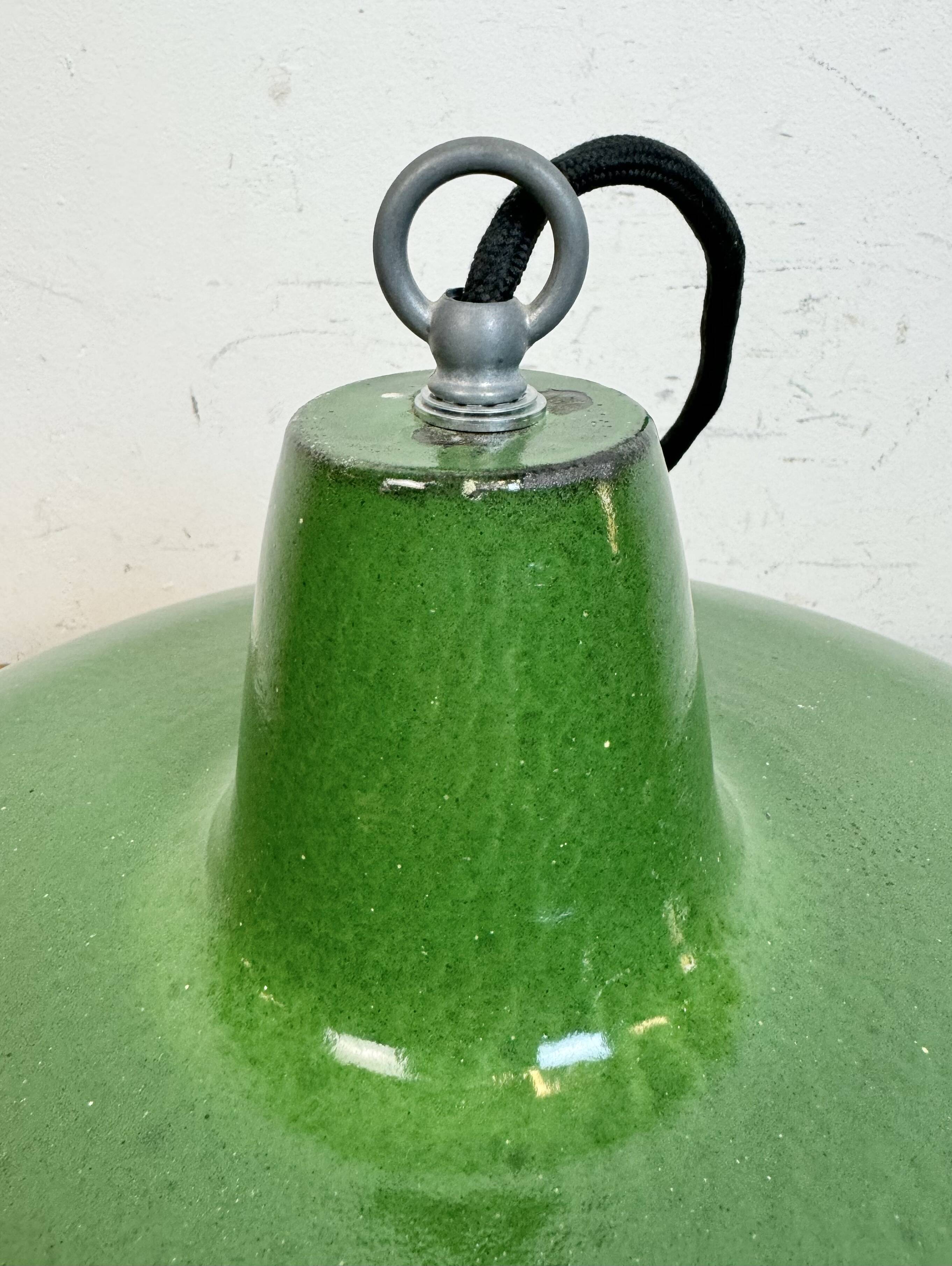 Industrial Green Enamel Factory Pendant Lamp, 1960s