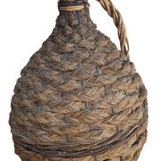 Old Woven Dame-Jeanne with Handle and Cork Stopper