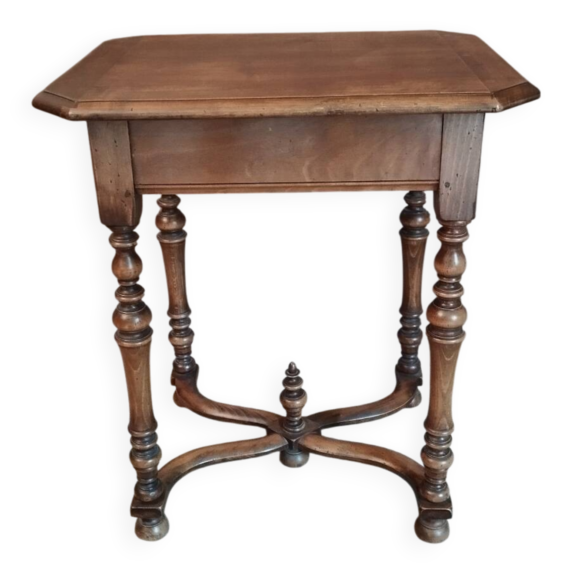 Walnut serving trolley, bedside table, console