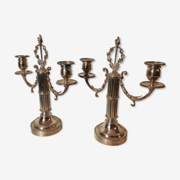 Silver metal candle holders