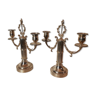 Silver metal candle holders