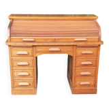 Bureau américain à rideaux 8 tiroirs 2 tablettes chêne Année 50 vintage