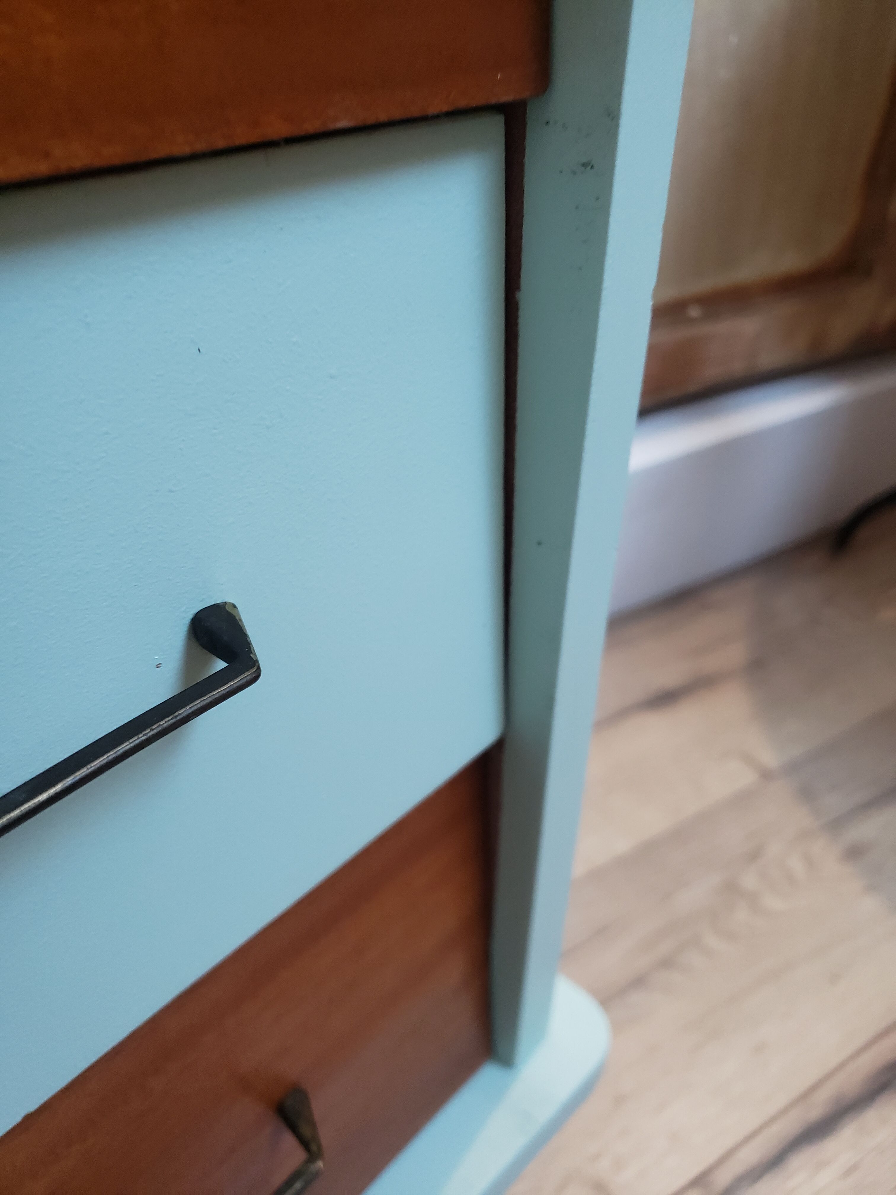 Vintage wood and blue chest of drawers