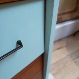 Vintage wood and blue chest of drawers