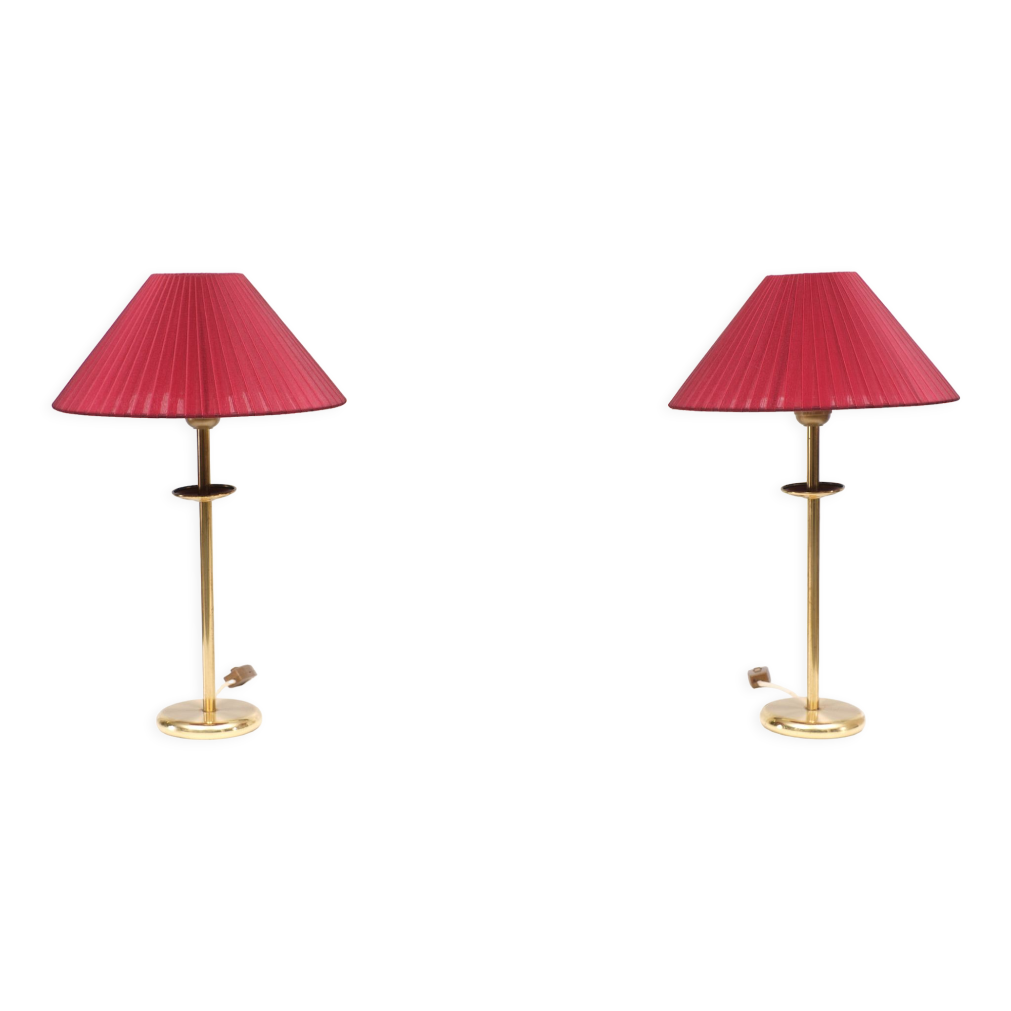 Vintage Set Brass Table Lamps, 1970s