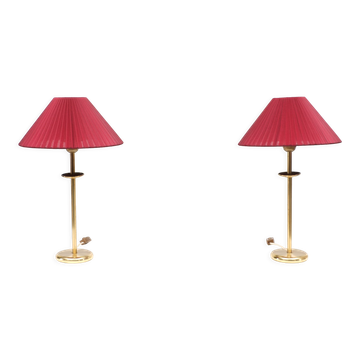 Vintage Set Brass Table Lamps, 1970s