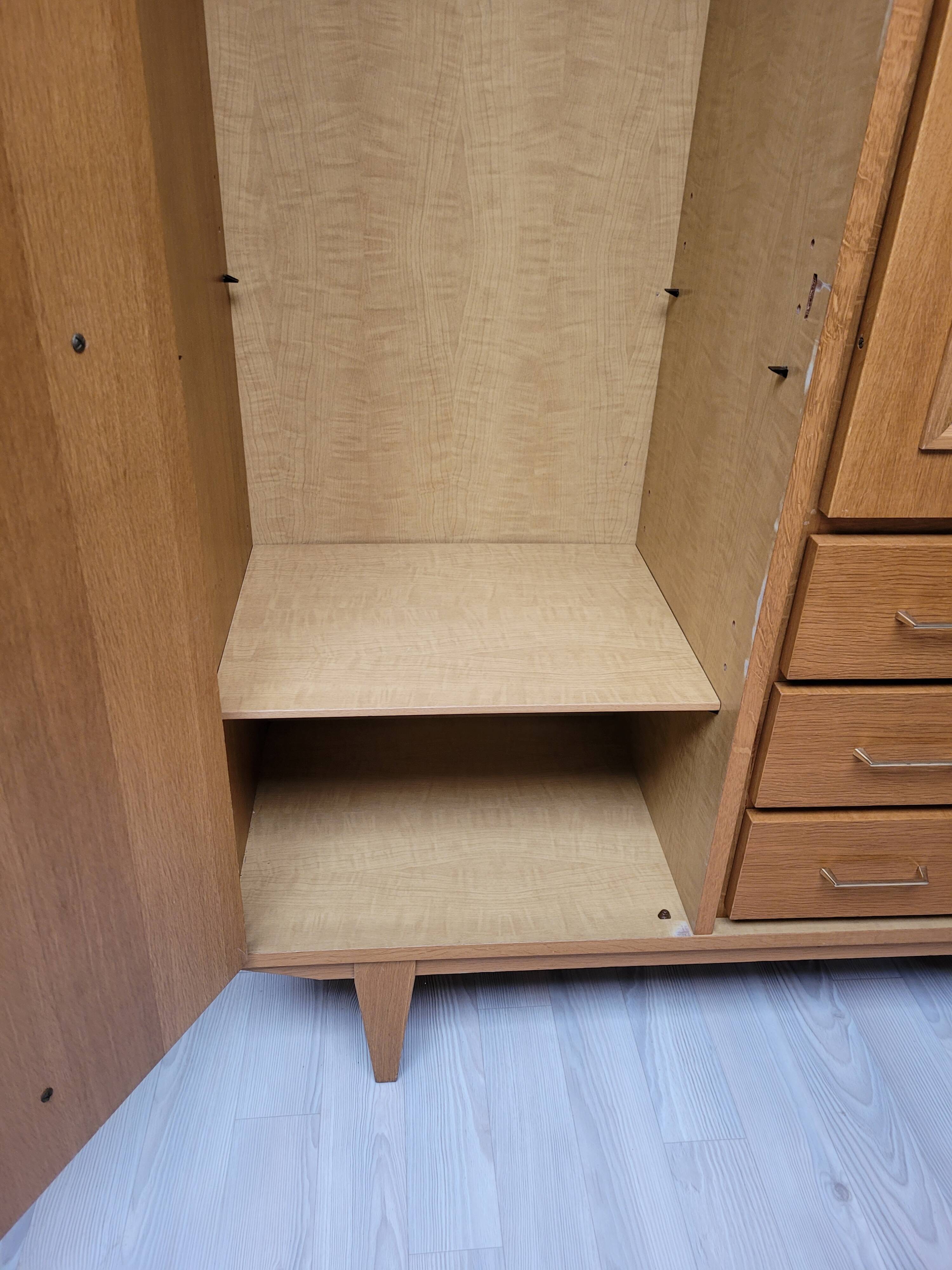 Wooden and rattan chest of drawers, 1960s