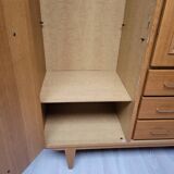 Wooden and rattan chest of drawers, 1960s