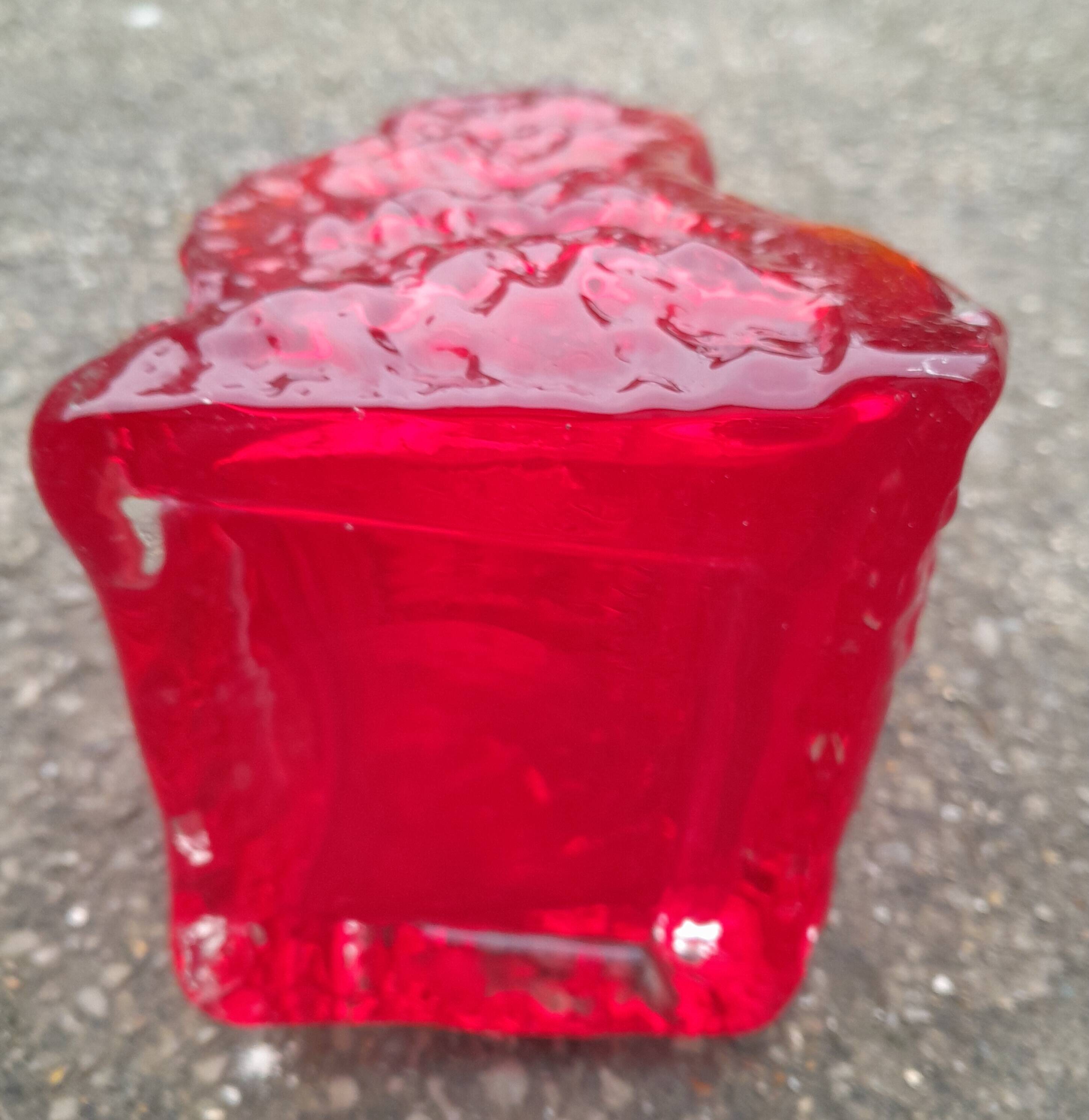 vintage brutalist red glass vase