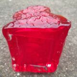 vintage brutalist red glass vase