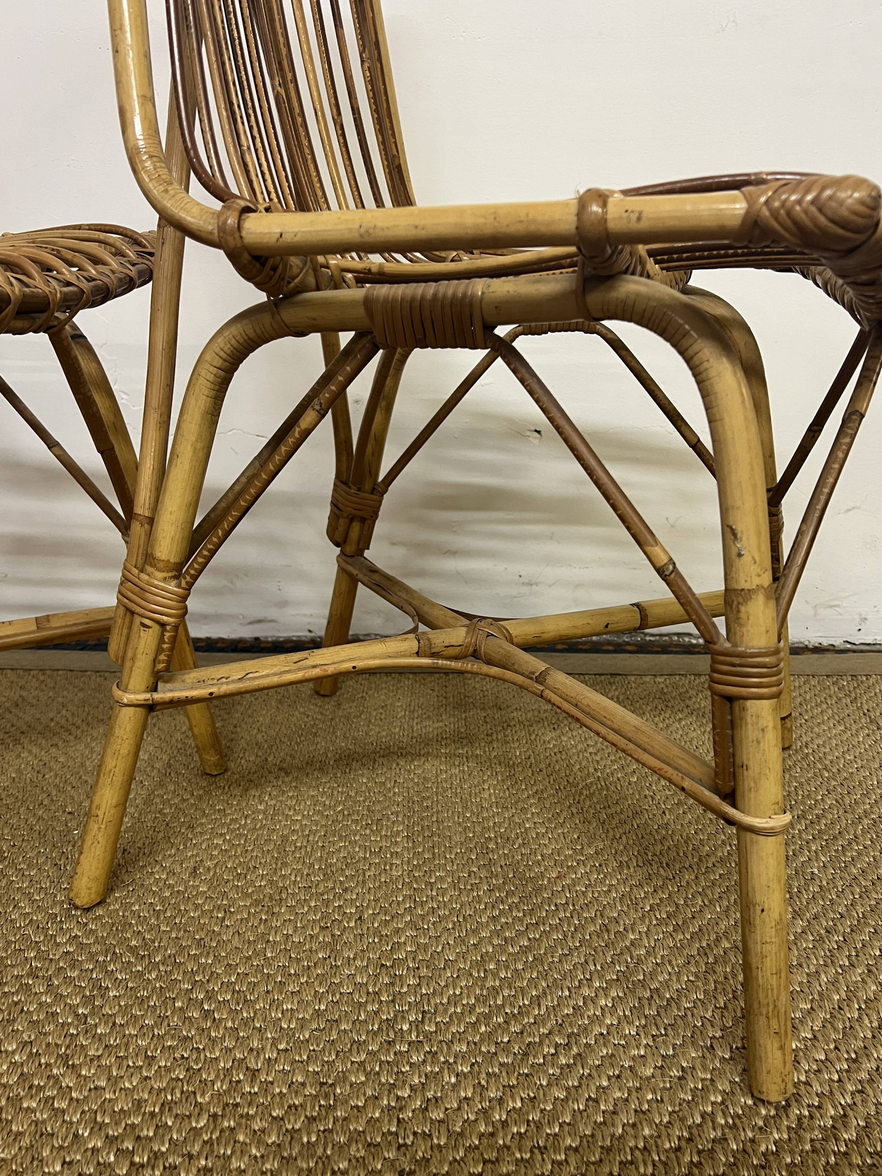 Paire de chaises en rotin & bambou