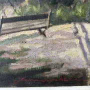 Paysage méditerranéen, vue sur mer, huile sur toile signée