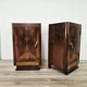 Pair of 1930s Art Deco bedside tables in walnut burl with marble top