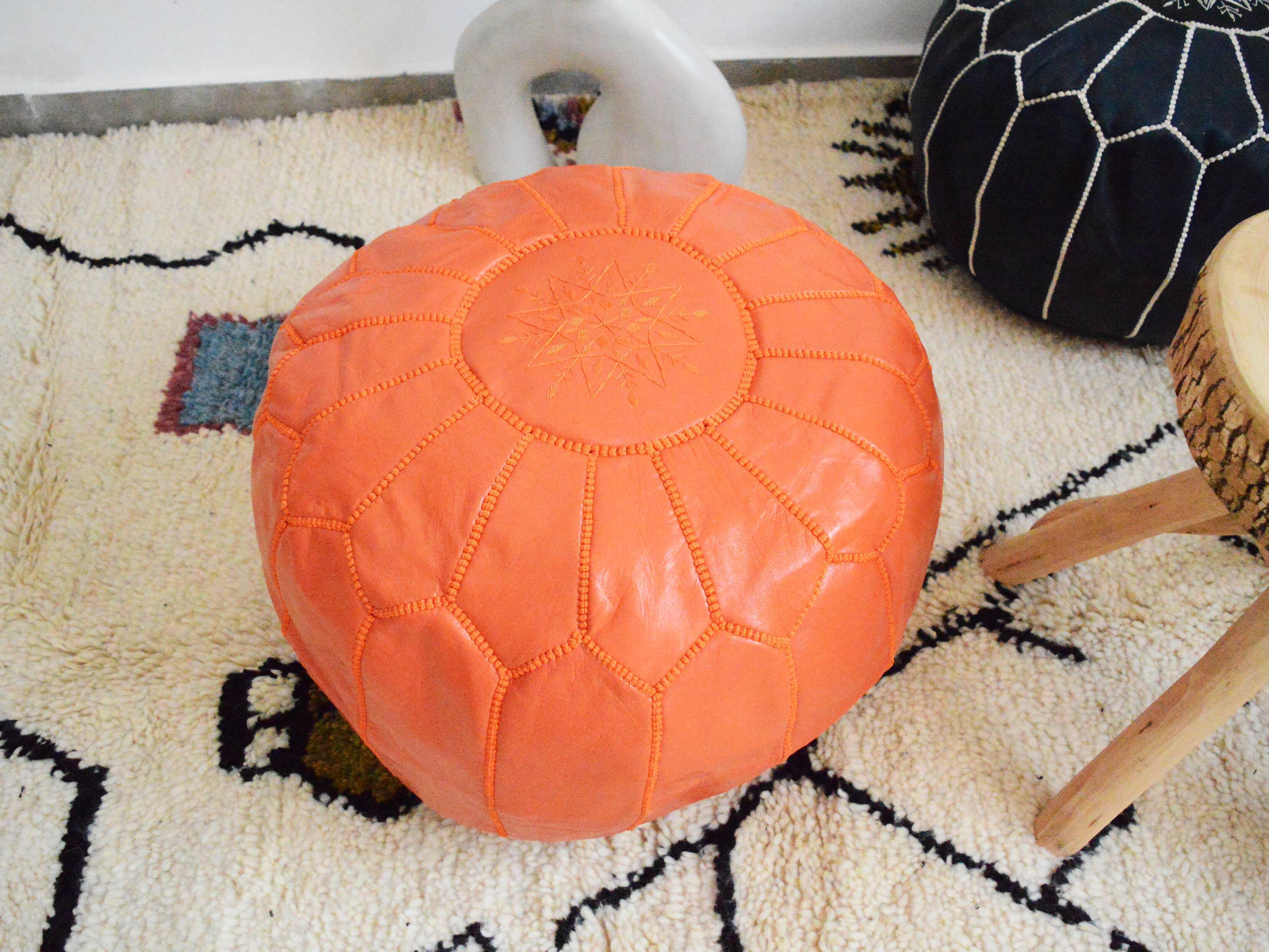 Pouf marocain en cuir